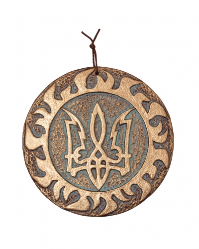 Плакетка Тризуб в золоті з елементами акрила