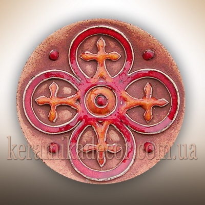 Керамическая тарелка "Обережный крест", подарок купить Киев