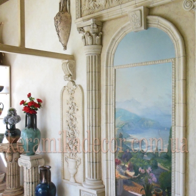 Керамическая полу колонна с коринфской  капителью D=220мм купить 