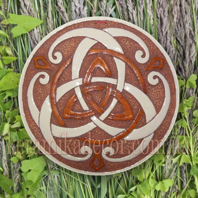 Керамическя тарелка-диск "Трилистник" купить для подарка, в дом, в офис Киев Украина