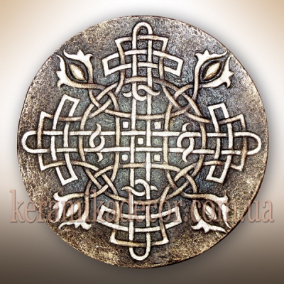 Керамическая тарелка "Обережный крест" купить на подарок Киев