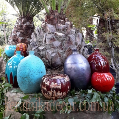 Керамические глазурованные разноцветные вазы для цветов купить для интерьера, для дома, квартиры, дачи, офиса, ресторана  Киев Украина
