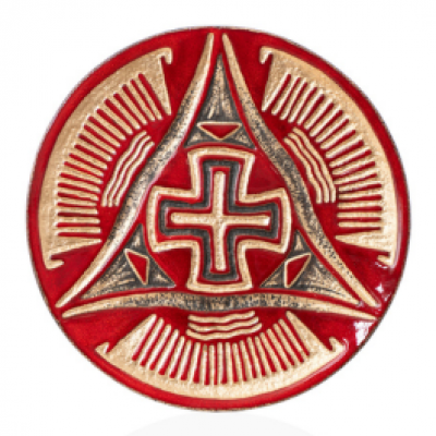 Декоративна тарілка "Хрест Всемир'я" d30 глазур/золото