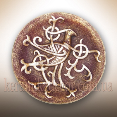 Декоративная тарелка "Рарог (Финист - ясный сокол)" в золоте купить