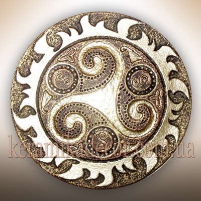 Декоративная красивая золотая тарелка купить на подарок Украина