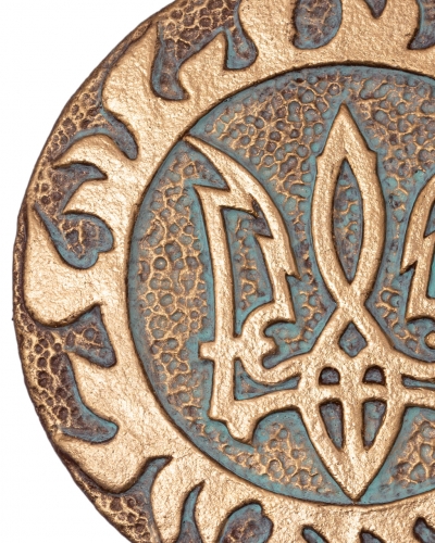 Плакетка Тризуб в золоті з елементами акрила