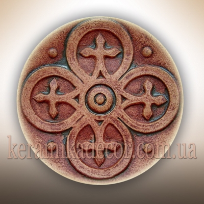 Керамическая тарелка "Обережный крест", подарок купить Киев