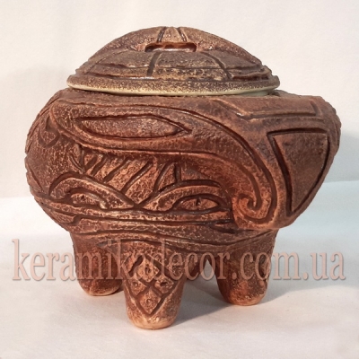 Трипольская емкость для продуктов питания, меда, соли, сахара,  "Бычок" купить для подарка, на кухню в Киеве, Украине