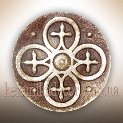Керамическая тарелка "Обережный крест", подарок купить Киев