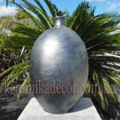 Керамическая глазурованная ваза-бутылка металлик для цветов купить для интерьера, для дома, квартиры, дачи, офиса, ресторана  Киев Украина