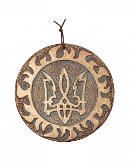 Плакетка Тризуб в золоті з елементами акрила