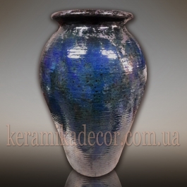 Керамический синий горшок "Океан" для интерьера, дизайн ландшафта, шамот, глазурь купить