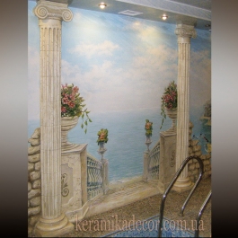 Керамическая полу колонна с ионической фронтальной   капителью D=220мм купить Украина