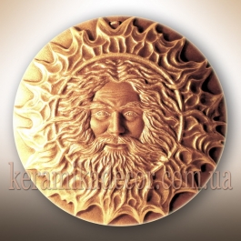 Красивое керамическое панно-диcк золотой "Бог Сварог" купить на подарок в дом, в офис, на террасу