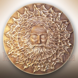 Красивое керамическое панно-диcк золотой "Бог Сварог" купить на подарок в дом, в офис, на террасу