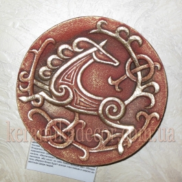 Декоративна тарілка "Кінь" d19 золото