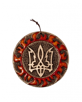 Плакетка Тризуб d12 глазур/золото